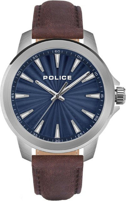 Police Herrenuhr, Quarz, Edelstahl, Leder, Blau, 44 mm - Bild 2