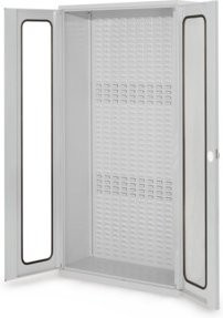 Kappes Schlitzplattenschrank RasterPlan Mod. 50 mit Sichtfenstertüren in Grau RAL 7035, H: 195,0 cm, B: 100,0 cm, T: 41,0 cm - Bild 1