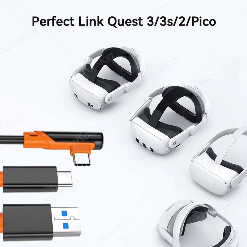 SZKOSTON VR-Link-Kabel für Meta Quest 3, Quest 3S, Quest 2, Pico4 und PS5, USB 3.0 Gen2 auf Typ-C, 5 Gbit/s Datenübertragung und schnelles Aufladen, Schwarz - Bild 6