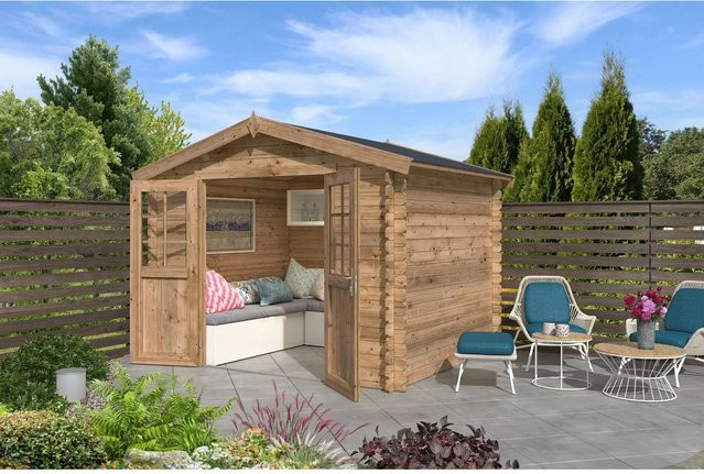 Lasita Gartenhaus Norah Maja in Braun mit Satteldach, B/H/T: 307,2 x 233,7 x 250 cm - Bild 1