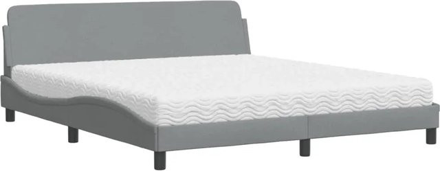 vidaXL Bett mit Matratze in Grau aus Stoff und Kiefernholz, B/T: 180 x 200 cm - Bild 1
