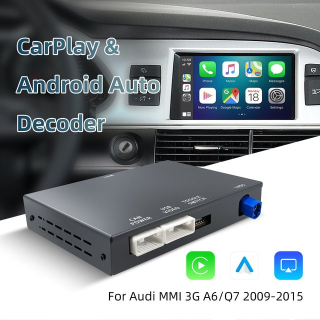 ANYFAR Kabelloses CarPlay und Android Auto Nachrüst-Kit für Audi A6 Q7 2009-2015 MMI 3G System mit 6,5/7 Zoll Bildschirm, Schwarz - Bild 1