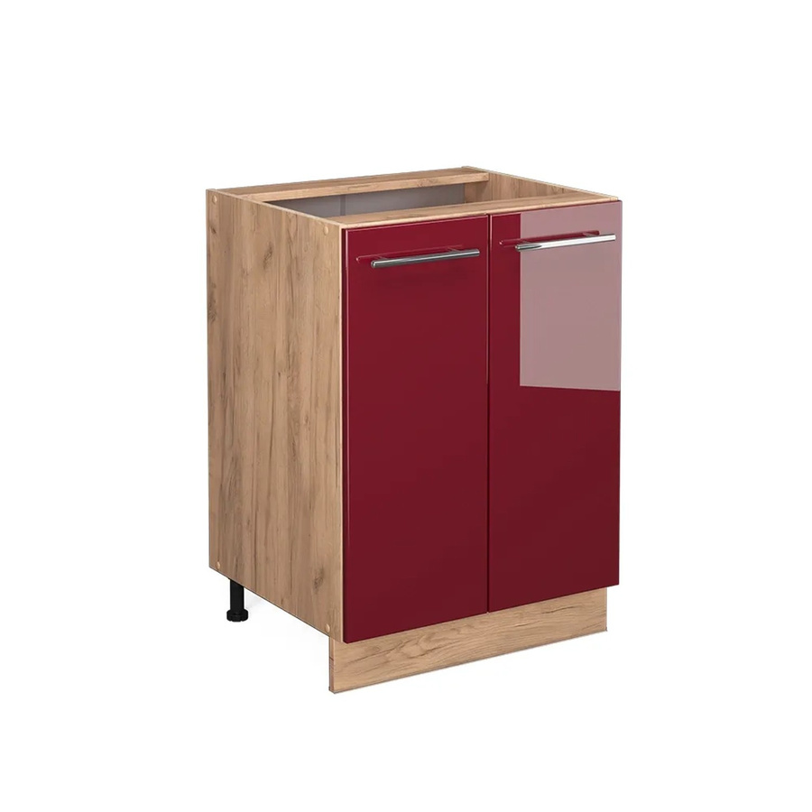 Vicco Küchenunterschrank Fame-Line Bordeaux Hochglanz Anthrazit und Goldkraft Eiche B: 60 cm, T: 60 cm, H: 82 cm - Bild 2
