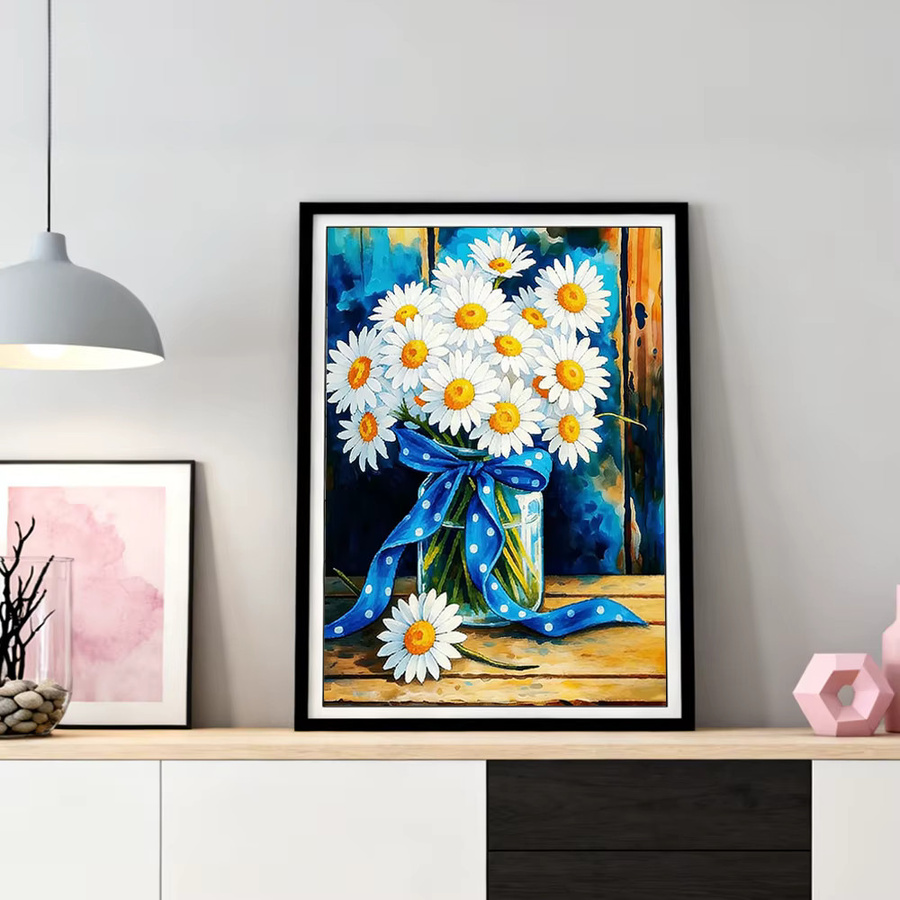 HUACAN Diamant-Malerei 5D Gänseblümchen-Blumen-Mosaik Komplettset, florale Wandkunst in Mehrfarbig, B/H: 30 x 20 cm - Bild 2