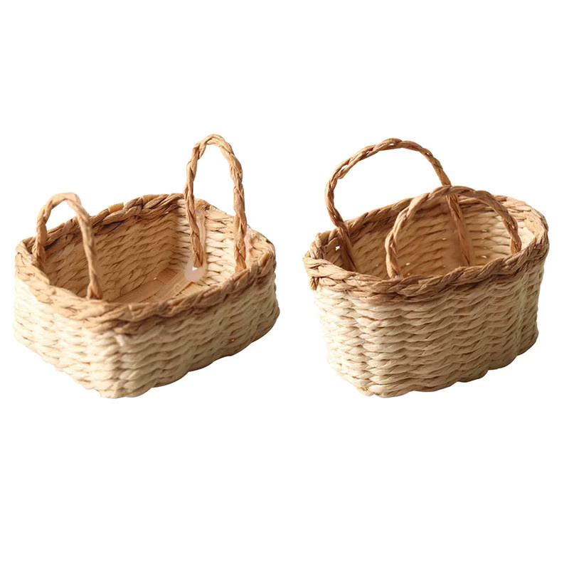DIAPER&CORED Miniatur Aufbewahrungskorb für Puppenhaus Zubehör, gewebter Rahmen in Beige, Maßstab 1:12 - Bild 6