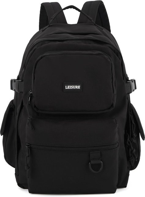 Leichter Nylon Schulrucksack mit großem Fassungsvermögen und Laptopfach für Mädchen und Jungen in Schwarz von Weft - Bild 1