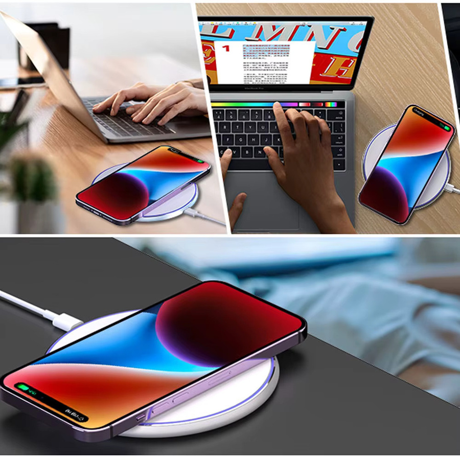 KEPHE 15W Schnelles Kabelloses Ladegerät Schwarz für iPhone und Samsung Xiaomi Huawei USB-Induktionsladung - Bild 6