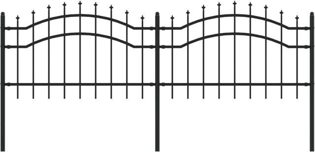 vidaXL Gartenzaun mit Speerspitze aus pulverbeschichtetem Stahl, Schwarz, H: 115 cm, B: 240 cm - Bild 1