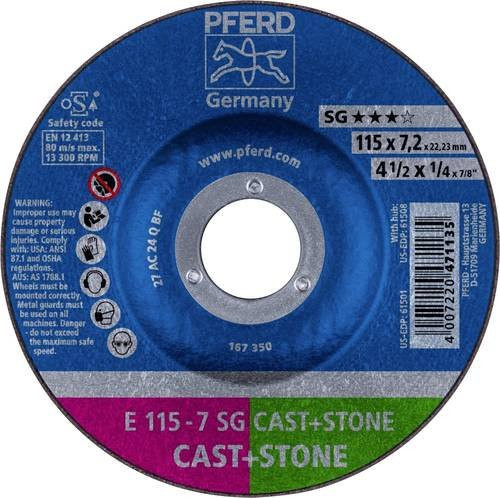 PFERD Schruppscheibe SG CAST+STONE für Guss und Stein, Farbe Blau, Durchmesser: 115 mm, Bohrungs-Ø: 22,23 mm - Bild 1