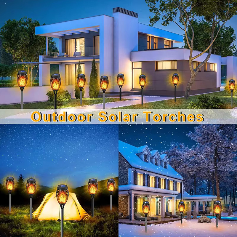 ZTree Solarleuchten mit flackernder Flammen-Optik in Schwarz, wasserdichte Außenbeleuchtung mit automatischer Ein/Aus-Schaltung für Garten, Terrasse und Hof - Bild 5