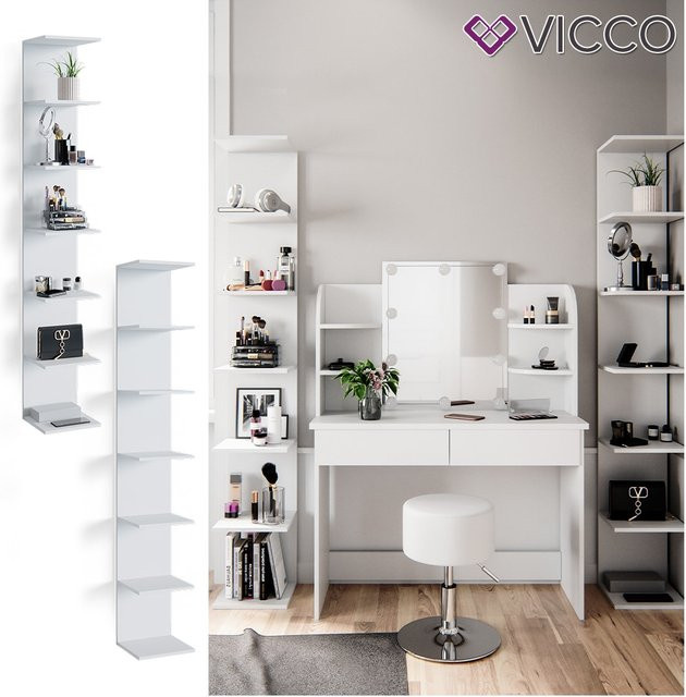 Vicco Paolo 2er Set Wandregal und Standregal in Weiß mit 7 Ablagen - Bild 1