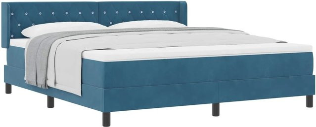 vidaXL Boxspringbett mit Matratze in Dunkelblau, Hybrid-Modell aus Holz und Textil, B/T/H: 180 x 200 x 28 cm - Bild 1