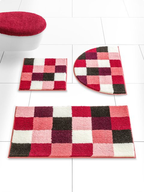 Rutschhemmende Badematte aus Polyacryl in Pink und Multicolour, für Fußbodenheizung geeignet - Bild 1