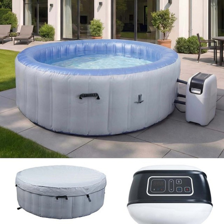 Aufblasbarer Whirlpool MCW-N97 für 5 Personen, rund, grau-blau, Durchmesser: 198 cm