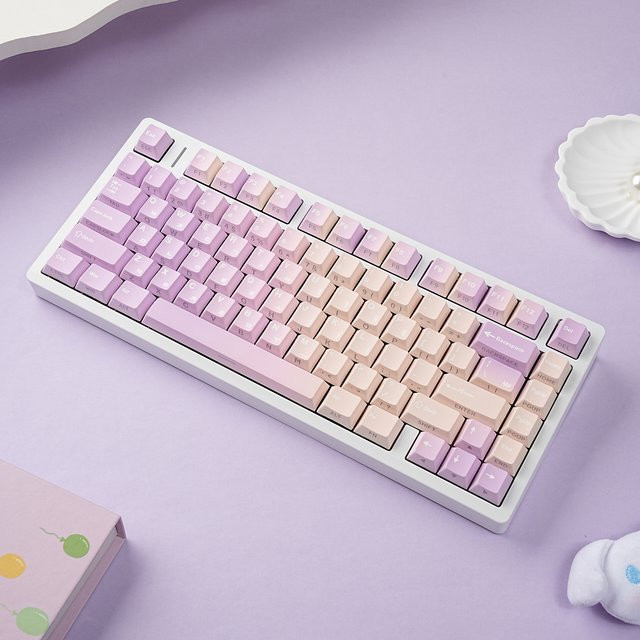 Jaycomia PBT Keycaps für mechanische Tastaturen mit lila Farbverlauf, 131 Tasten für MX-Schalter, kompatibel mit Deutsch, Spanisch, Koreanisch, Französisch und Russisch - Bild 1