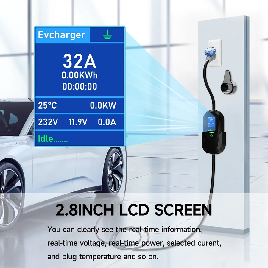 JNTAFEV Tragbares EV-Ladegerät Typ2 mit WLAN-App und Bluetooth-Steuerung, 7,2kW 32A 1-Phasen Elektroauto-Schnellladekabel, Schwarz - Bild 2