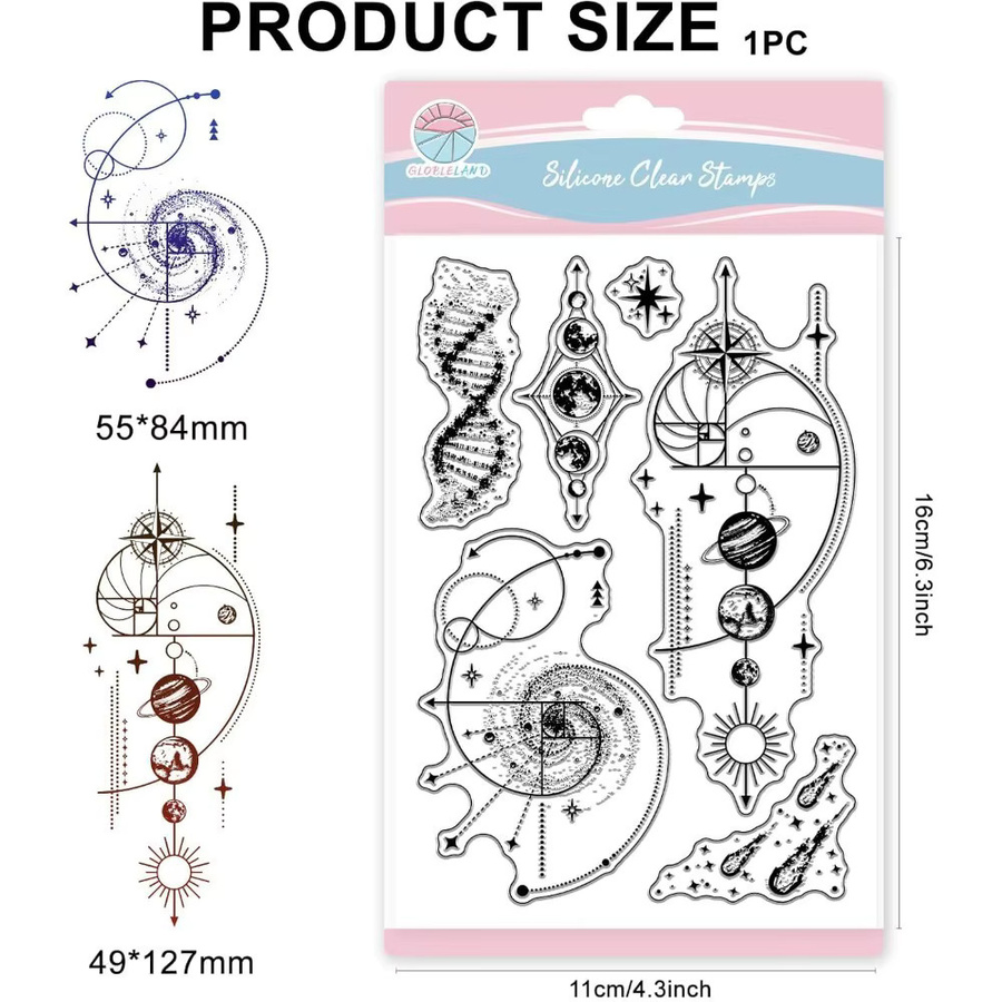 Fibonacci Planet Clear Stamps Galaxy Magic Star Transparent Stempel für die Kartenherstellung, Transparent - Bild 5