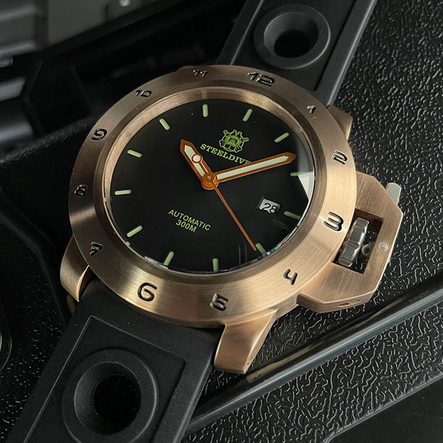 Steeldive Armbanduhr, Automatik, Bronze, 47 mm, Herren, 30 ATM, Leder - Bild 1