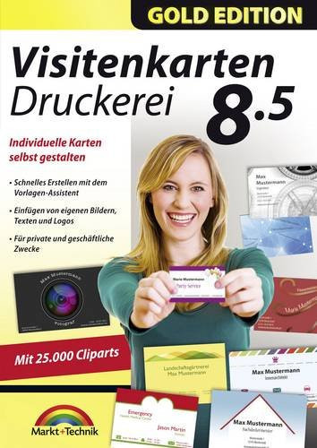 Markt & Technik Visitenkarten Druckerei 8.5 Gold Edition Vollversion für Windows mit 1 Lizenz zur Büroorganisation - Bild 1
