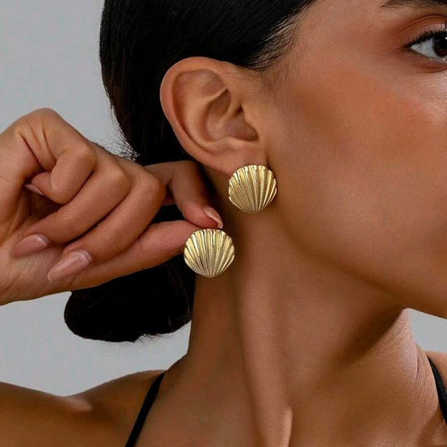 LATS Ohrstecker, Gold, Damen, Ozean Shell Textur - Bild 1