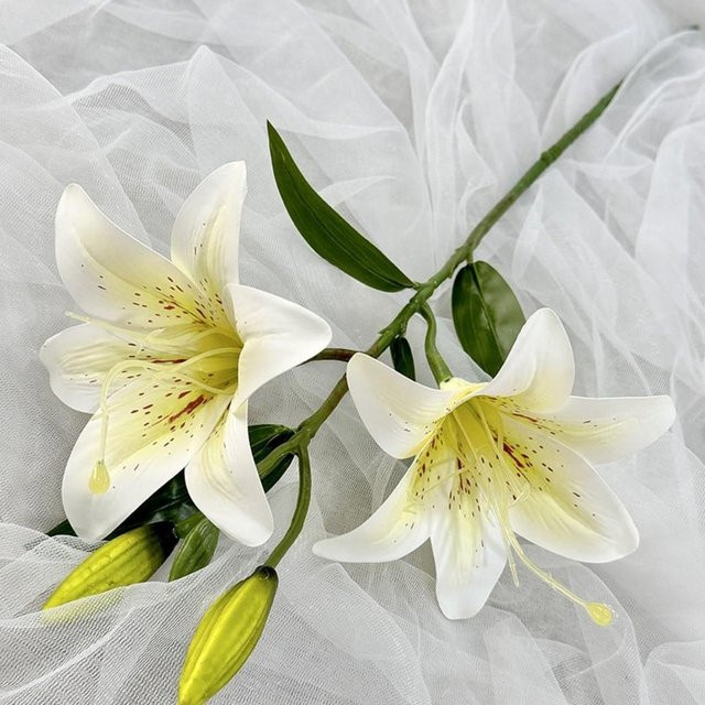 Bloom Habitat Künstliche Lilienblume in Weiß mit 2 Köpfen, Höhe: 67 cm - Bild 1