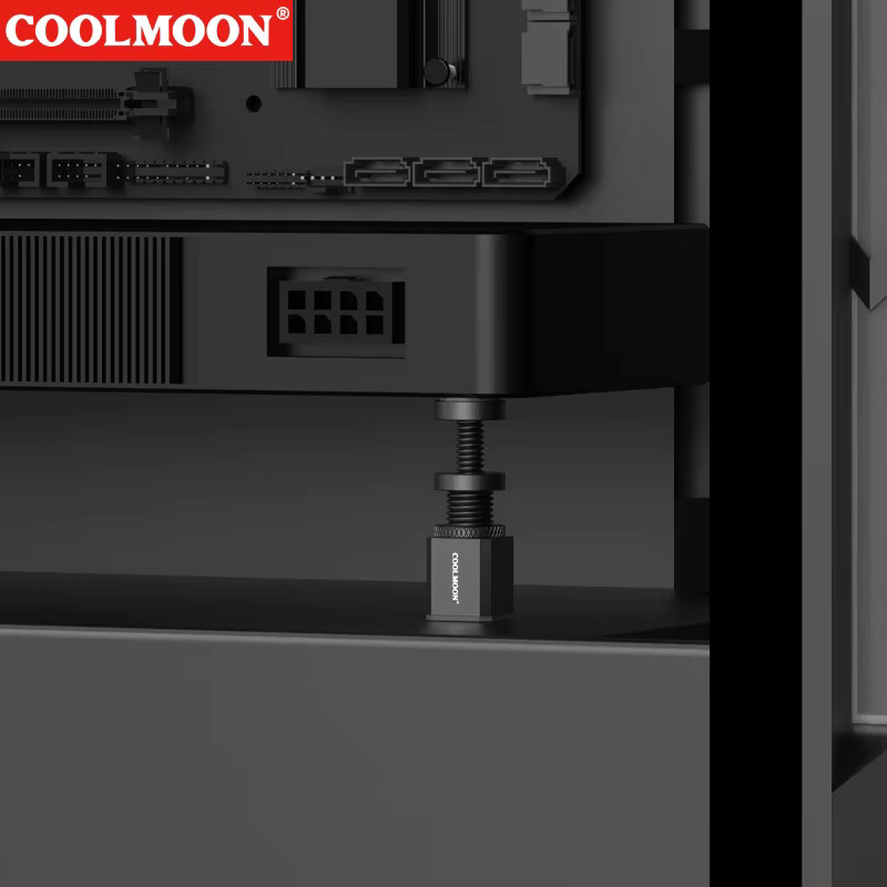 COOLMOON Grafikkartenhalter in Schwarz, teleskopisch und spiralförmig, vertikale Halterung mit magnetischer Basis für ATX, M-ATX und ITX Gehäuse - Bild 2