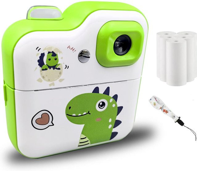 TOMTOP Kinderkamera mit Sofortbild-Thermodrucker, 2,4-Zoll-Bildschirm, 1080P Digitalkamera mit Timer-Funktion, Grün - Bild 1