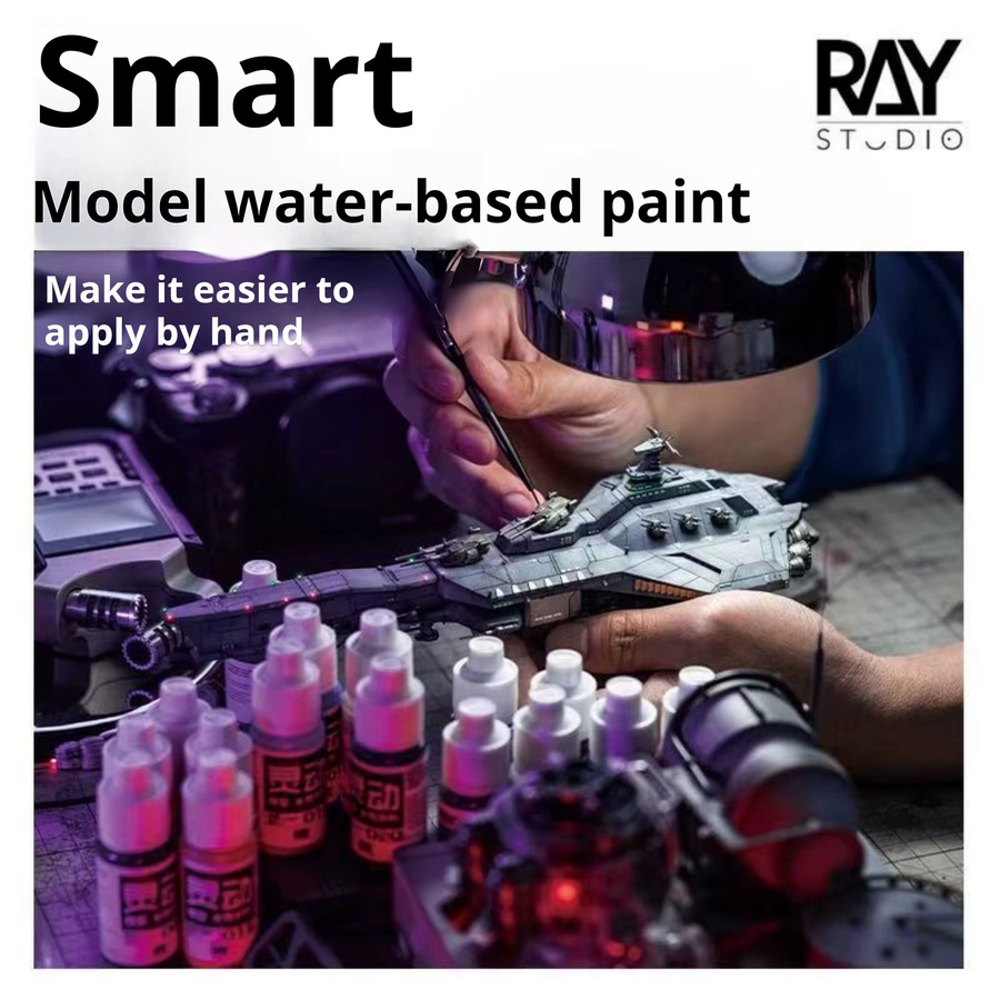 RAYSTUDIO Acrylfarben Set auf Wasserbasis für Modellbau und DIY-Malerei, 12 Flaschen à 6 ml und 18 ml - Bild 2