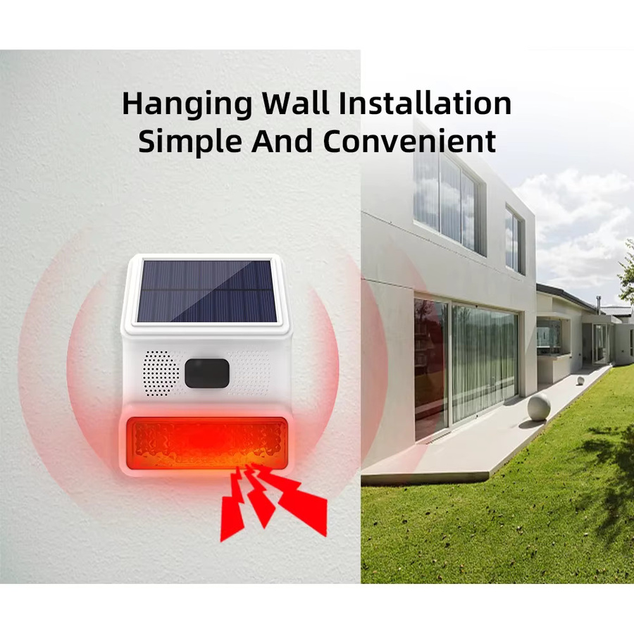 TAIBOAN 433 MHz Solarsirenenalarm mit 120 dB kabellosem Stroboskophorn in Weiß, IP65 wasserdicht für GSM/WiFi-Haussicherheitssysteme im Außenbereich - Bild 6