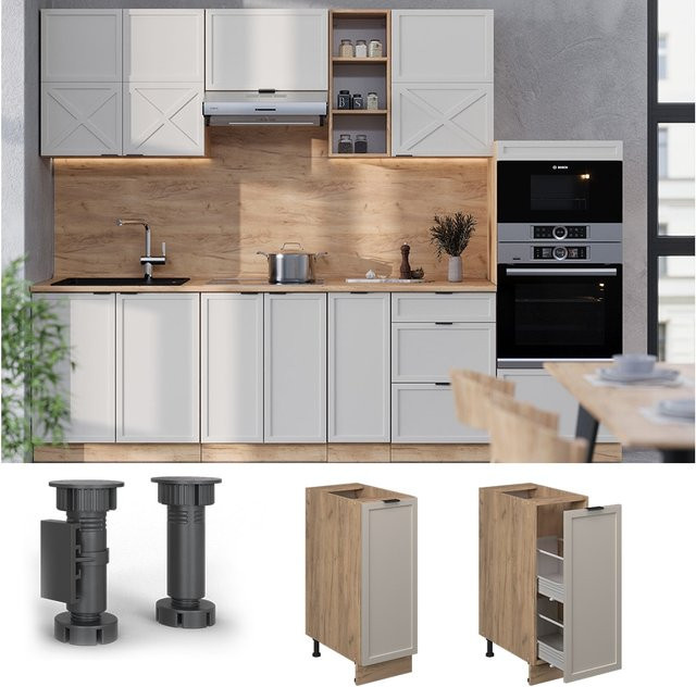 Vicco Apothekerunterschrank Fame-Line Eiche Grau-Beige mit Arbeitsplatte Anthrazit B/T/H: 30 x 30 x 30 cm - Bild 1