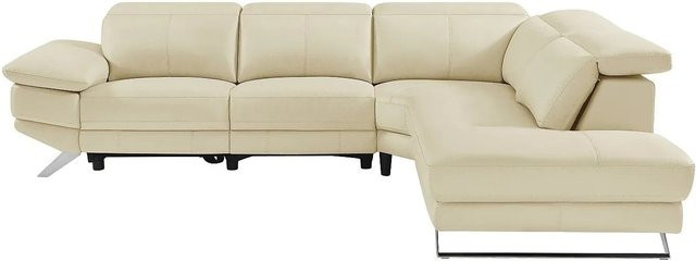 Vente-unique Relaxsofa Puno in Beige mit Rindsleder und elektrischer Sitzfunktion, L-Form, Breite: 299 cm - Bild 1
