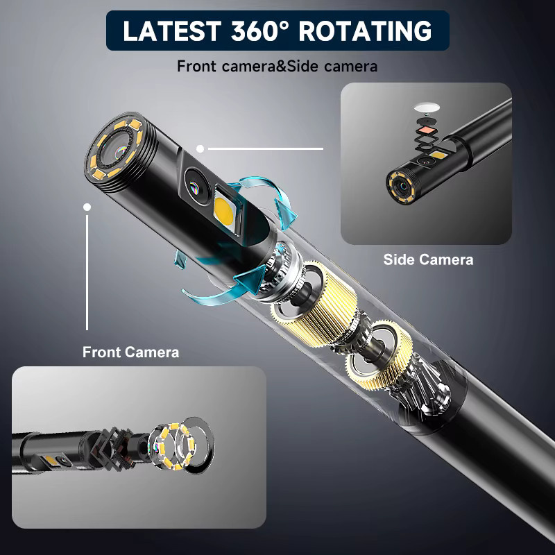 ENWOR HD1080p Dual Triple Lens Endoskop Kamera mit 7 Zoll Bildschirm und 32GB TF-Karte, 9,5 Grad automatische Drehung für die Auto Inspektion - Bild 3