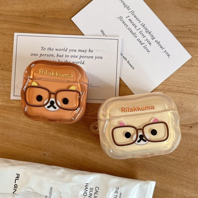 Potdemiel Rilakkuma Bear Kopfhörerhülle für Airpods 4 Pro 3 2 1 mit Schlüsselanhänger - Bild 1