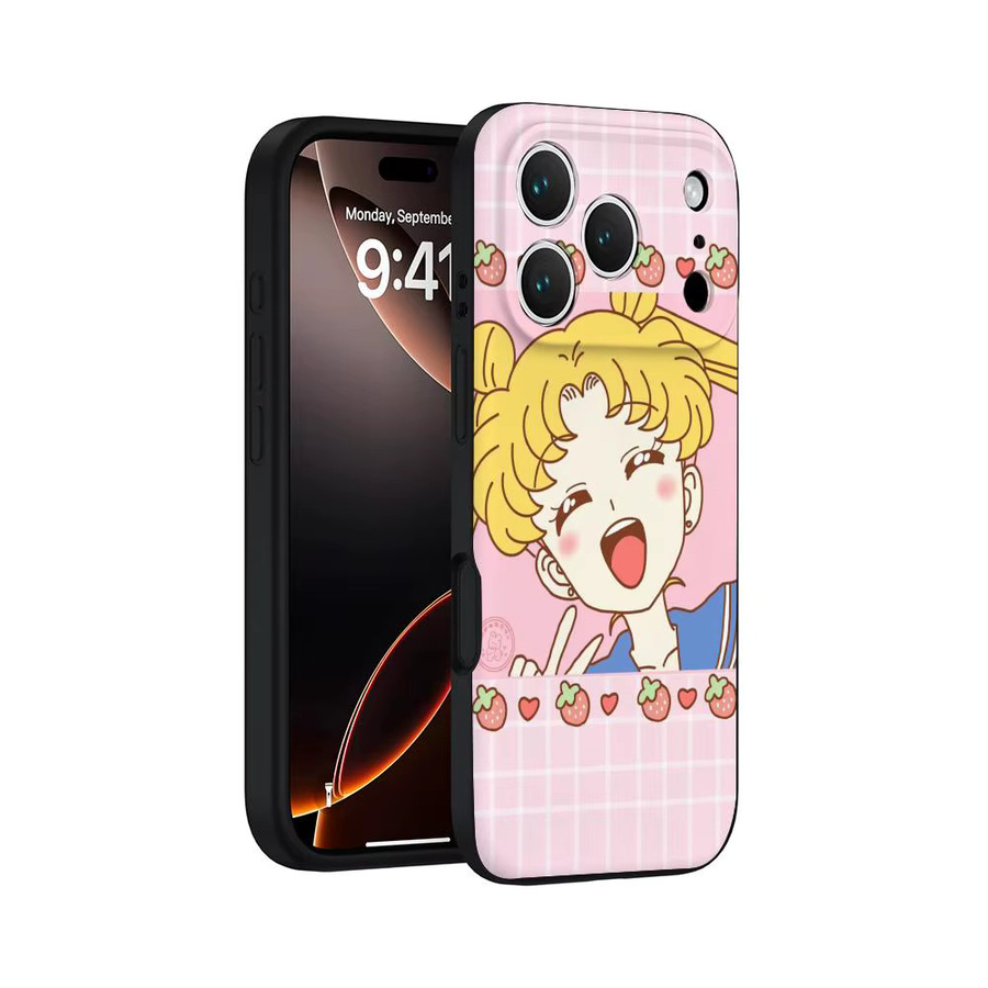 Anime S-Sailors Girl M-Moons Handyhülle für iPhone 17 16 15 14 13 12 11 Pro Max Plus Air Mini Soft Case in Schwarz - Bild 6