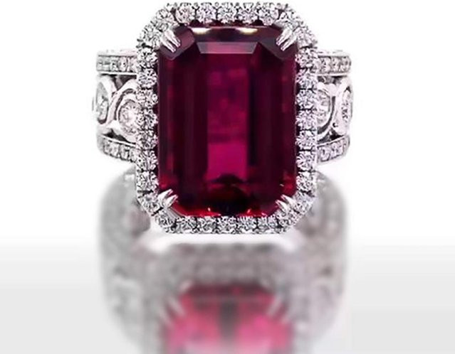 Huitan Ring, Kupfer, roter Zirkonia, Damen - Bild 1