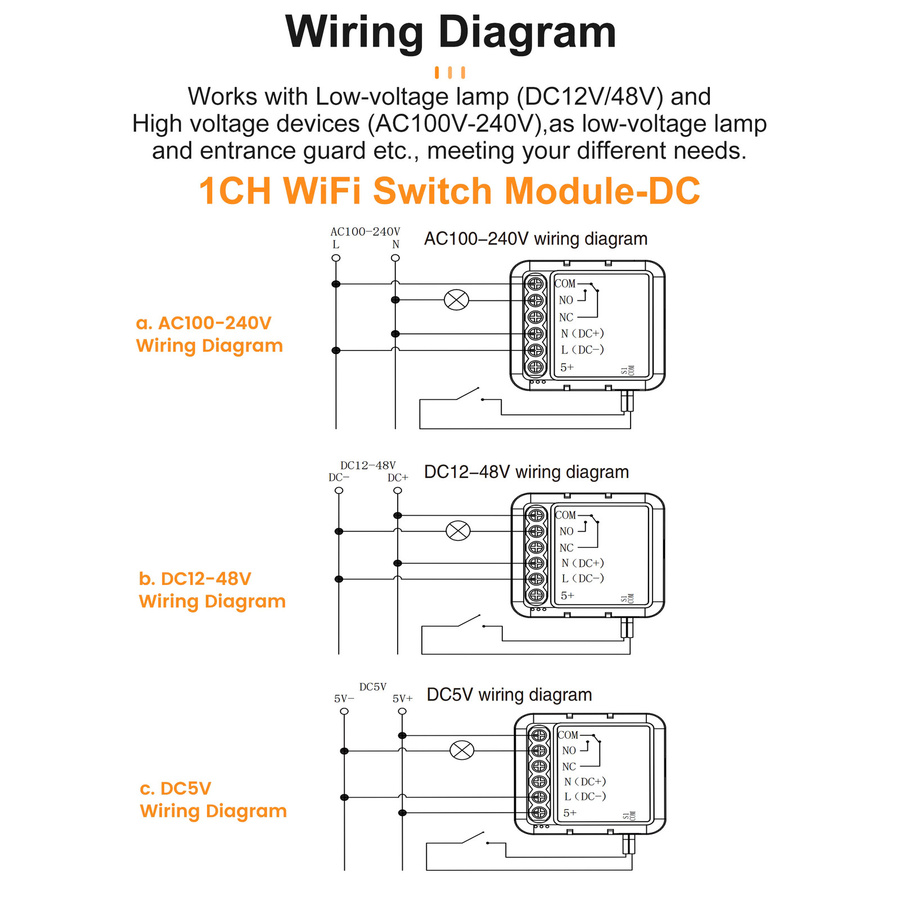 GIRIER Tuya Smart Trockenkontakt-Schaltmodul WiFi DIY Relais in Weiß, kompatibel mit Alexa, unterstützt DC5V/12-48V und AC100-240V - Bild 3