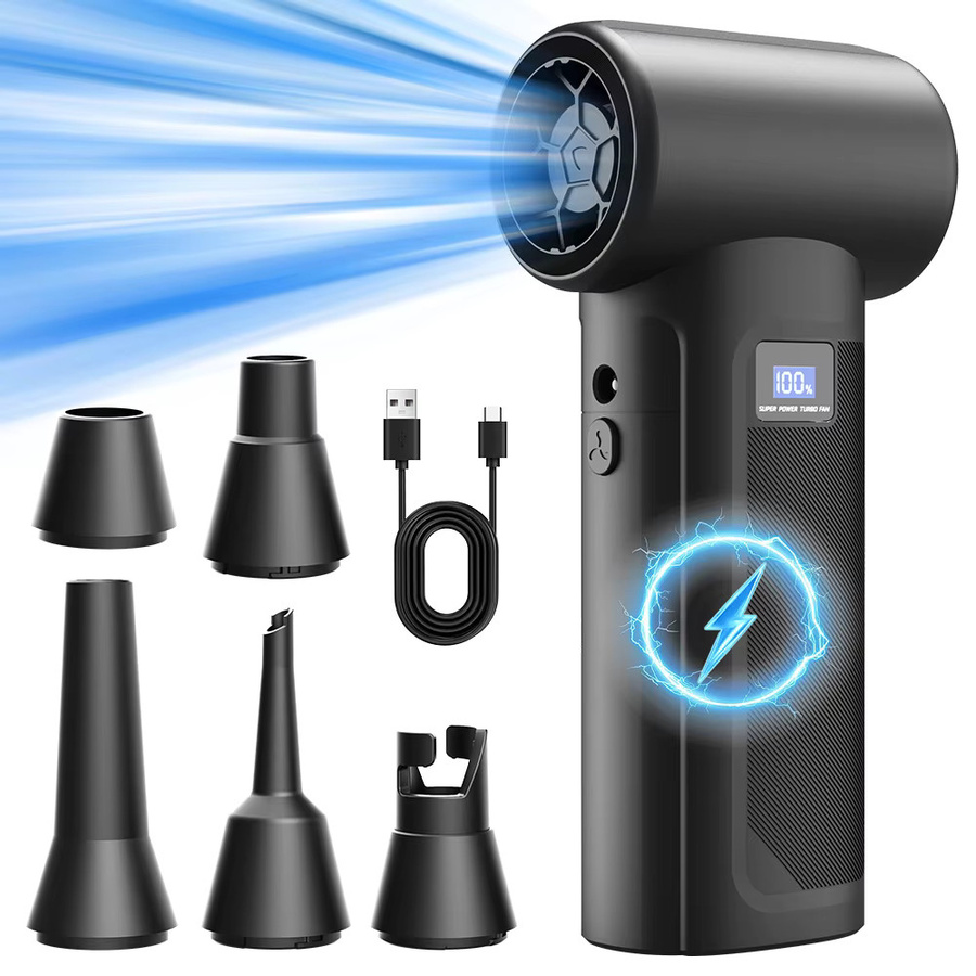 PINTUDY S5-D Luftgebläse Kabelloser Druckluftreiniger mit LED-Licht und Batterieanzeige in Schwarz, 4-Gang-Turbogebläse mit 80000 U/min und 40 W - Bild 6