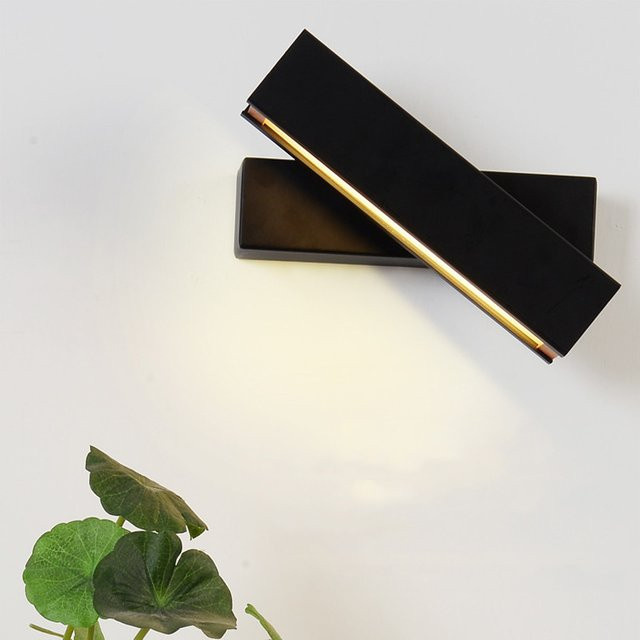 Vecli LED Wandlampe aus Massivholz und Metall in Schwarz mit einstellbarer Beleuchtung im Nordic Design für Wohnzimmer, Schlafzimmer oder Home Office - Bild 1