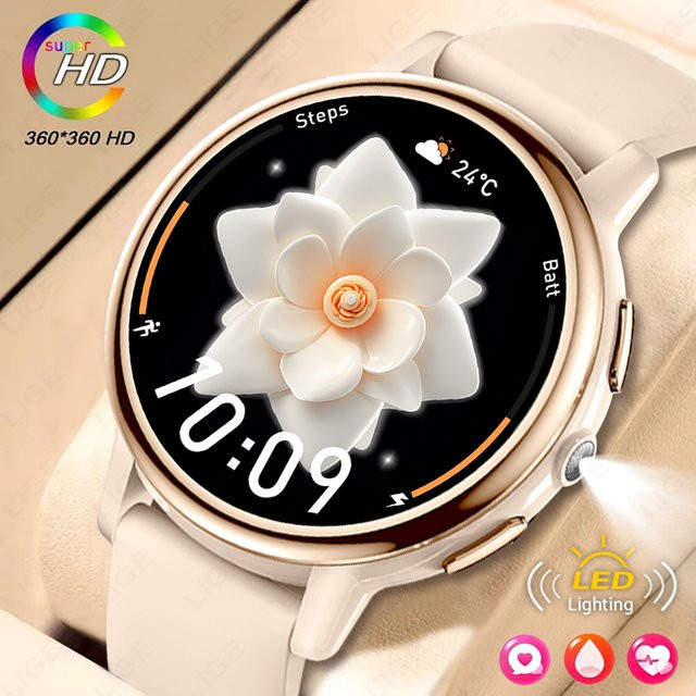 LIGE Smartwatch, Damen, Schwarz, Purple, Silikon, Bluetooth, Herzfrequenz - Bild 1