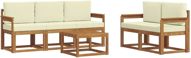 vidaXL Outdoor-Sofagarnitur aus Akazienholz mit Kissen in Beige und Natur - Bild 1