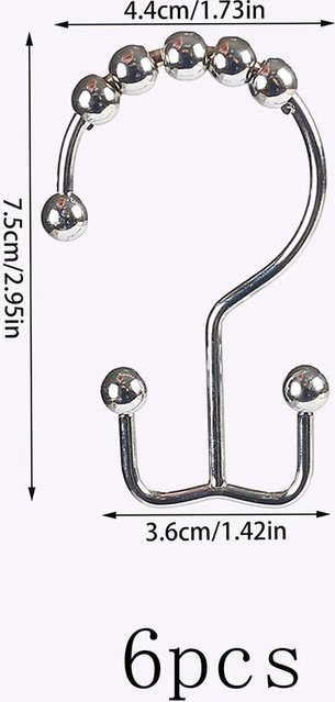 Yiran Furniture Duschvorhanghaken Doppelseitig aus Metall in Silber - Bild 1