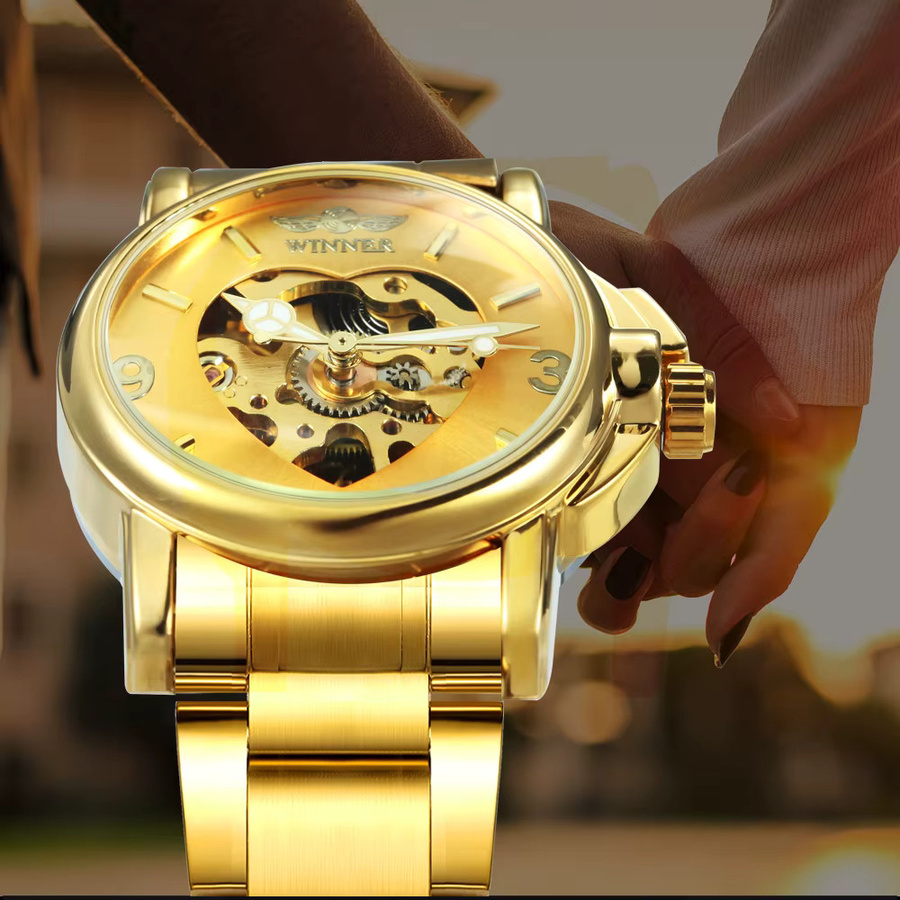 GEWINNER Armbanduhr Skeleton, Automatik, Gold, Edelstahl, Damen - Bild 2