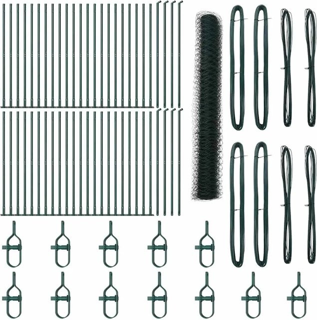 vidaXL Zaunpfosten aus Stahl und PVC in Grün, Höhe: 120 cm, Breite: 5 cm, Maschenweite: 50 mm - Bild 1