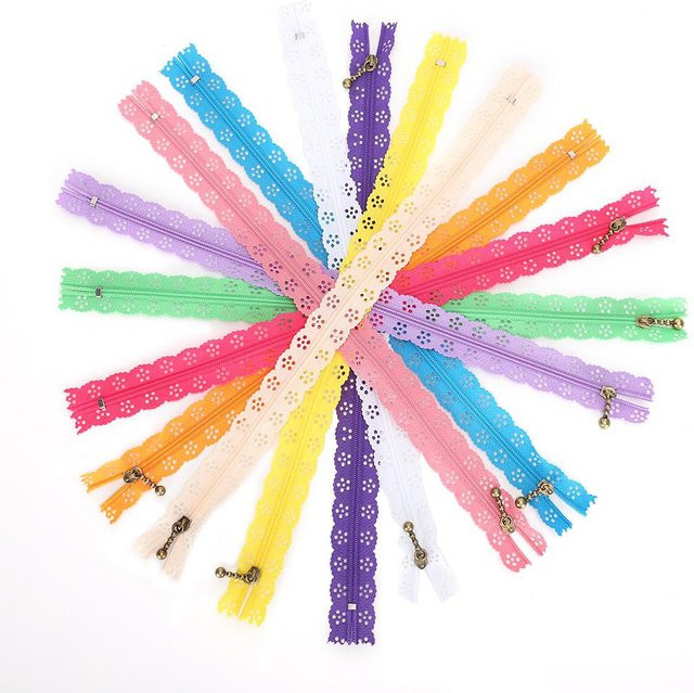 Shoemst Spitzenreißverschluss Set aus Nylon, Form Nr. 3, 10 Stück, Farben: Blau und Multicolour, Länge: 30 cm - Bild 1