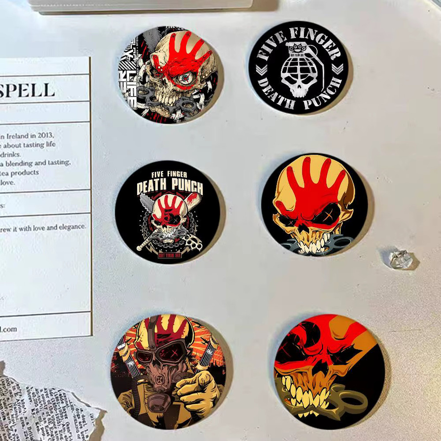 Brosche F-Five Finger Death Punch Band Cartoon-Stil, Emaille-Pin - Bild 3