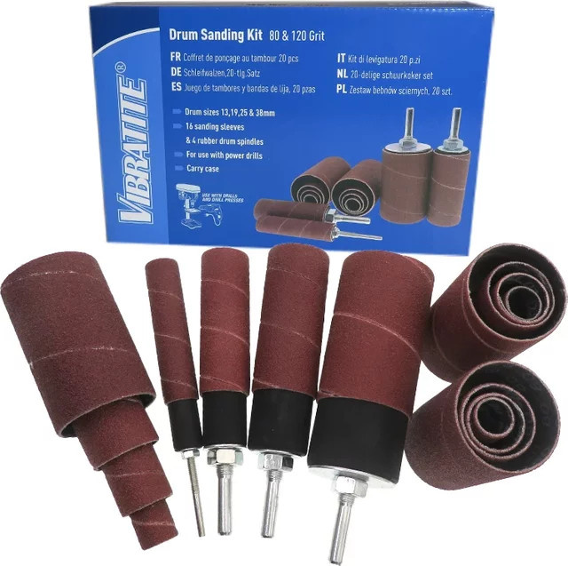 VIBRATITE 20-teiliges Trommelschleifset mit Gummispindel für Bohrmaschinen - Bild 1