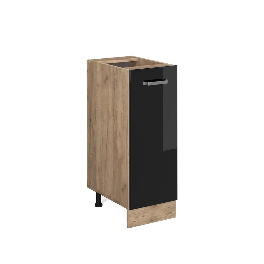 Vicco Apothekerschrank R-Line Schwarz Hochglanz und Goldkraft Eiche ohne Arbeitsplatte - Bild 2