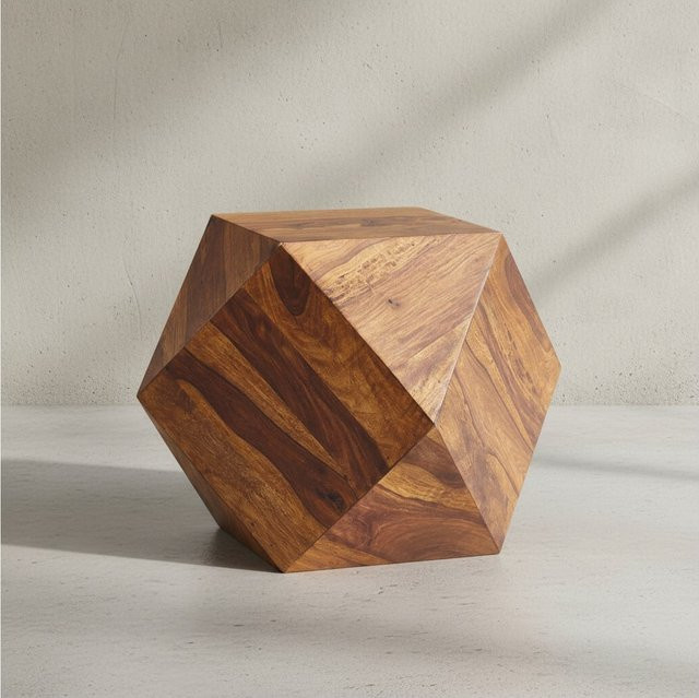 KADIMA DESIGN Couchtisch aus Sheesham Massivholz in Modern Diamantform, braun, H x B x T: 57 x 42,5 x 57 cm - Bild 1
