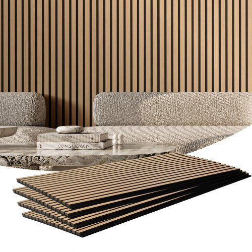 VEVOR Akustikpaneele aus MDF in heller Eiche, 4er-Set zur Geräuschreduzierung, B/H: 60 x 120 cm - Bild 1