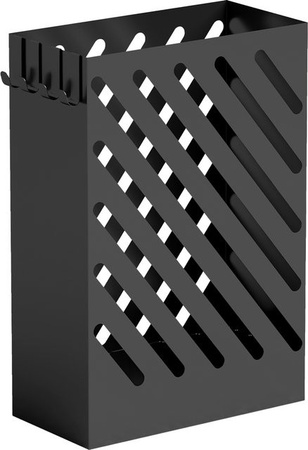 HOMCOM Regenschirmständer aus Stahl mit 4 Haken und abnehmbarer Wasserauffangschale, Schwarz, B/T/H: 28 x 14 x 41 cm